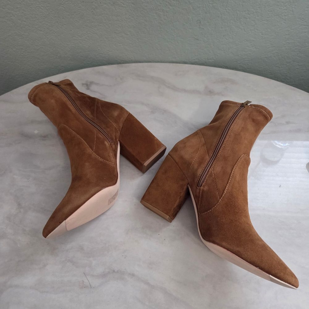 Loeffler Randall Suede Isla Brown Heeled Ankle Bootie - Picture 5 of 12